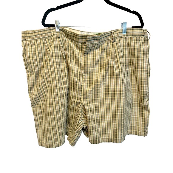 Haband Fit Forever Fit Men’s Chino Shorts Brown/Green Plaid 52 Waist Adjustable - Picture 1 of 5